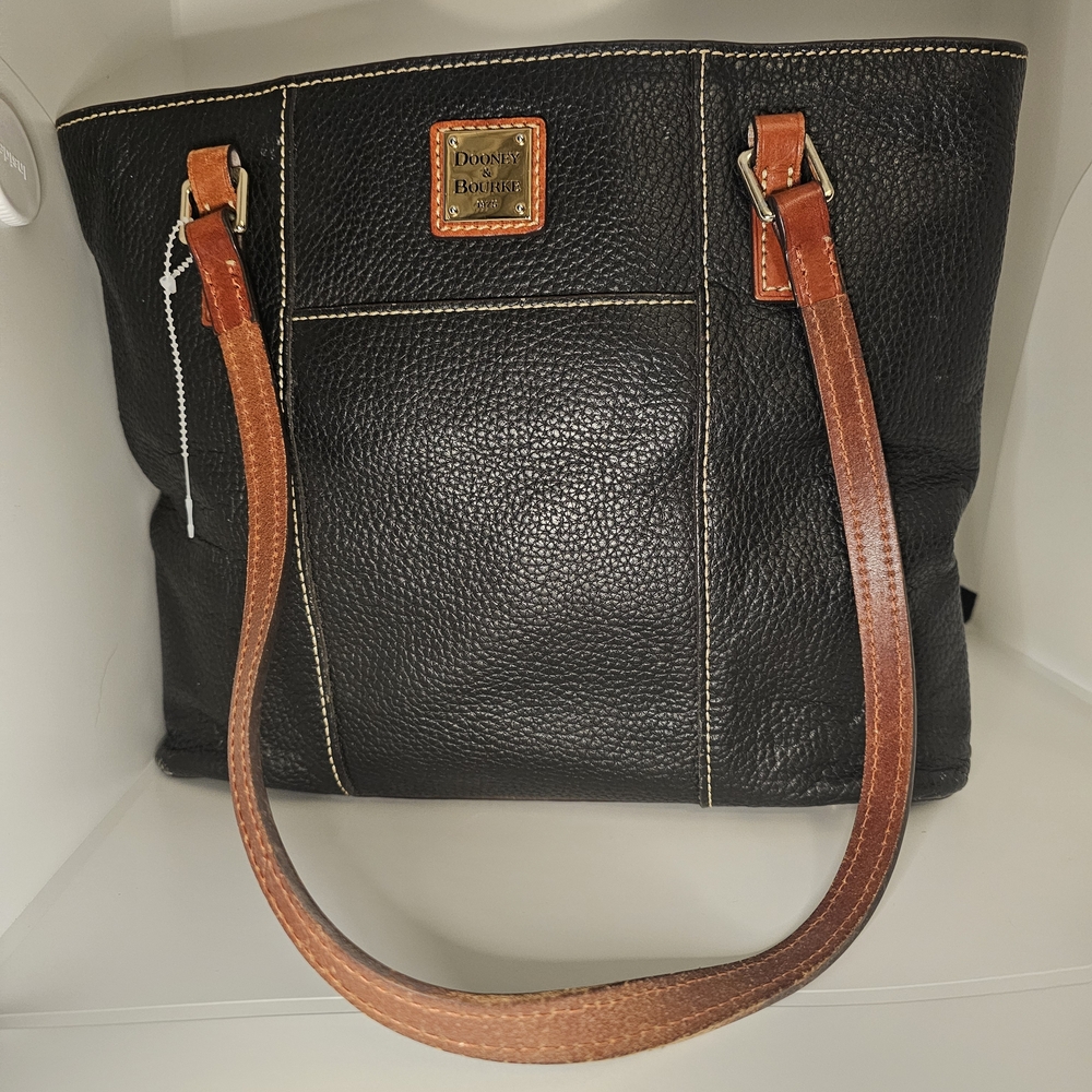 Dooney & Bourke Black and Brown Leather Tote Bag